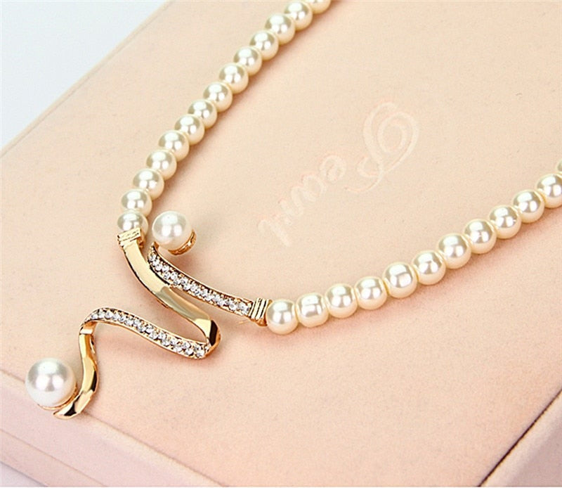 Charlotte - Natural Pearl Necklace + Earrings Set