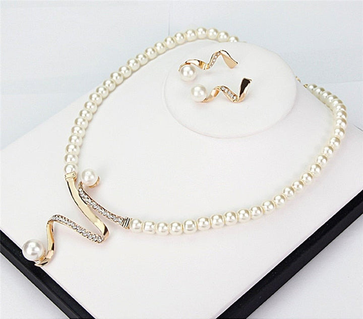 Charlotte - Natural Pearl Necklace + Earrings Set