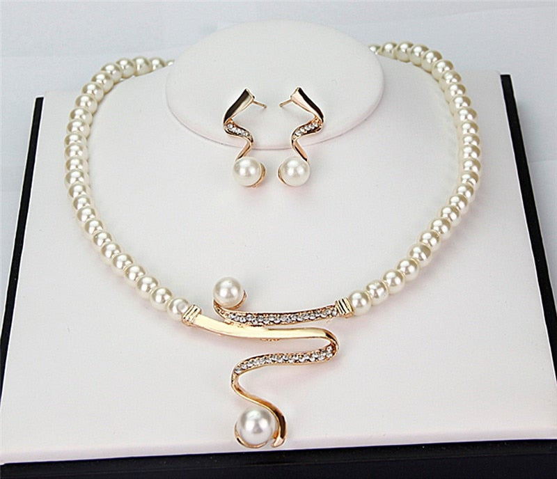 Charlotte - Natural Pearl Necklace + Earrings Set