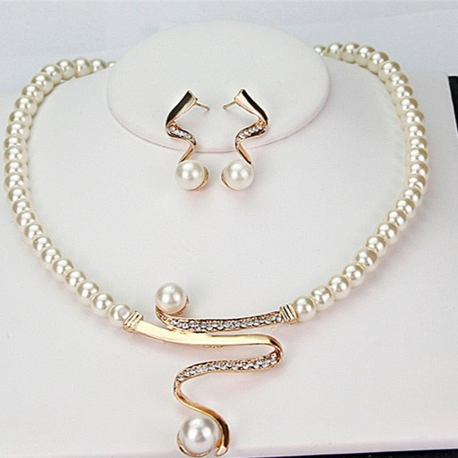 Charlotte - Natural Pearl Necklace + Earrings Set