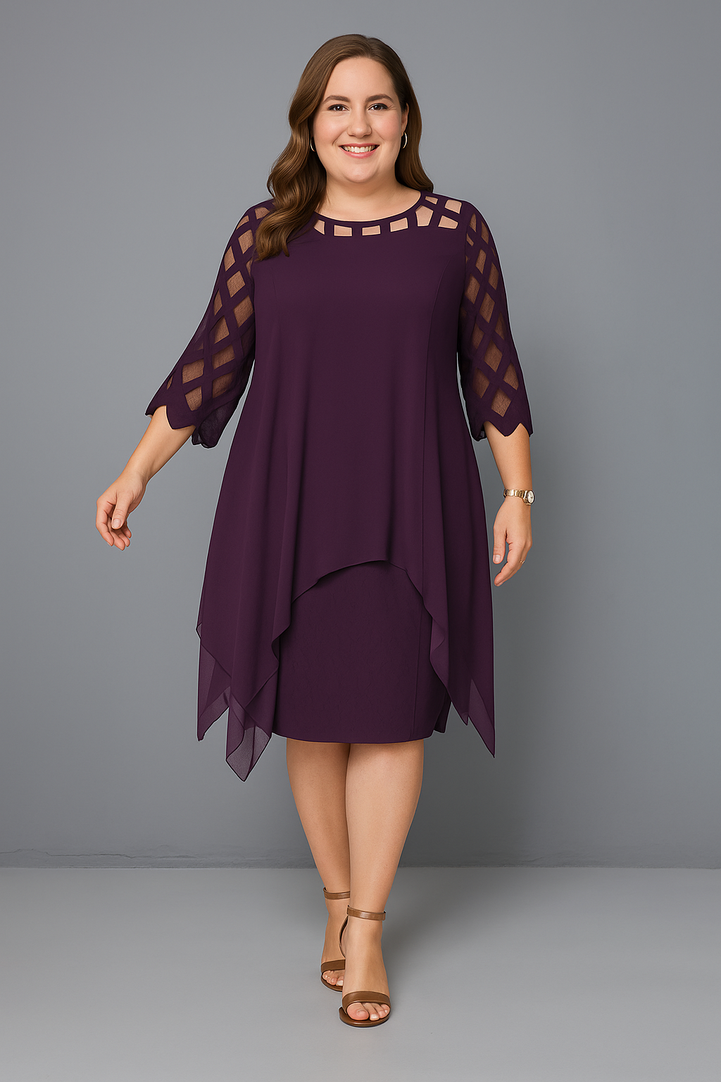 The Talia | Elegant Lace Sleeve Tummy Covering Dress